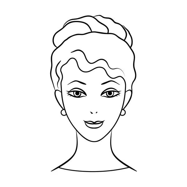 Avatar of a girl with brown hair.Avatar and face single icon in outline style vector symbol stock illustration. — Stock Vector