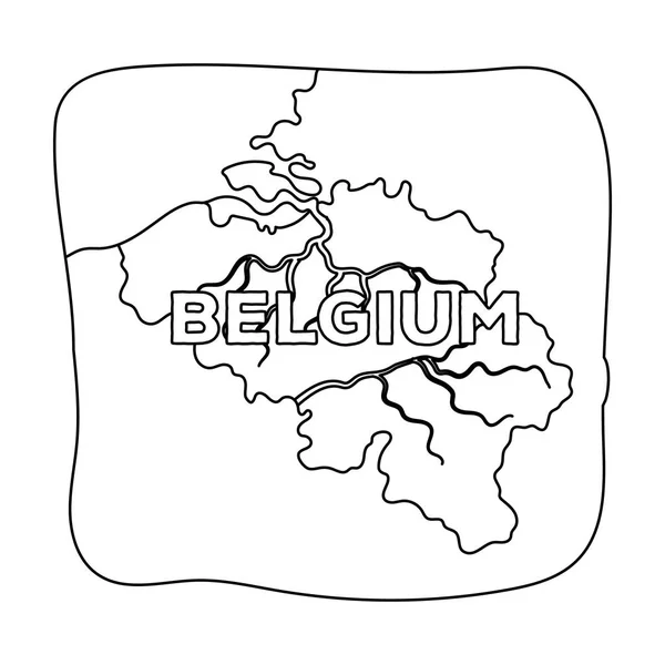 Фрагмент карты Бельгии. Темный бельгийский волк. Бельгия одна иконка в стиле наброска векторных символов . — стоковый вектор