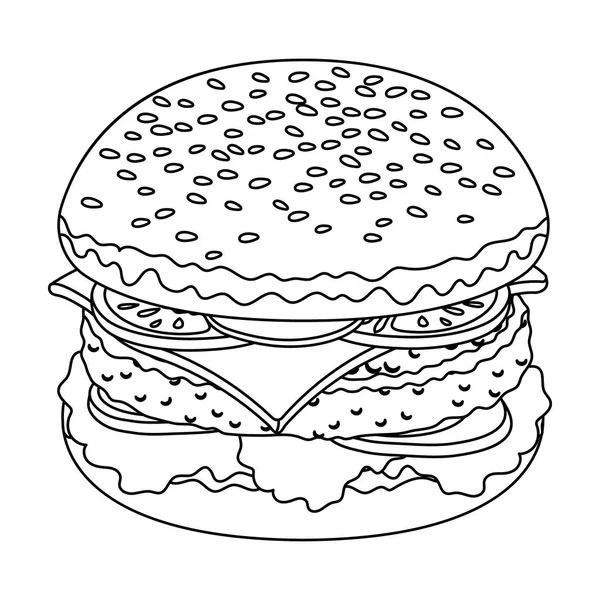 Fertigburger mit allen Zutaten. Burger und Zutaten einzelnes Symbol in Umriss Stil Vektor Symbol Stock Illustration. — Stockvektor