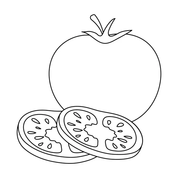 Tomate avec une feuille.Burgers et ingrédients icône unique dans le style contour vectoriel symbole illustration de stock . — Image vectorielle