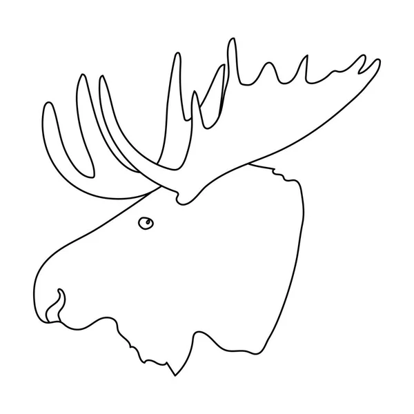 Head of an elk with horns. Canada single icon in outline style vector symbol stock illustration web. — Stock Vector