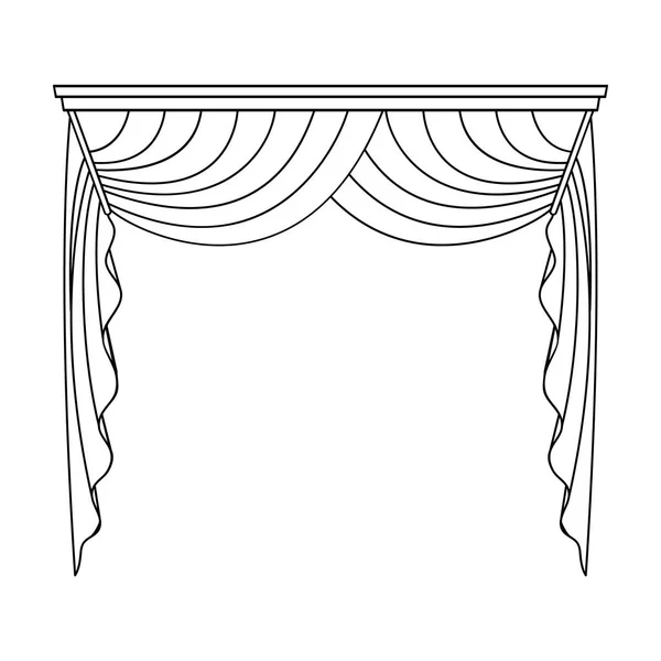 Занавески с драпировкой на cornice.Curtains одна иконка в стиле очертаний векторные символы фондовый иллюстрация веб . — стоковый вектор