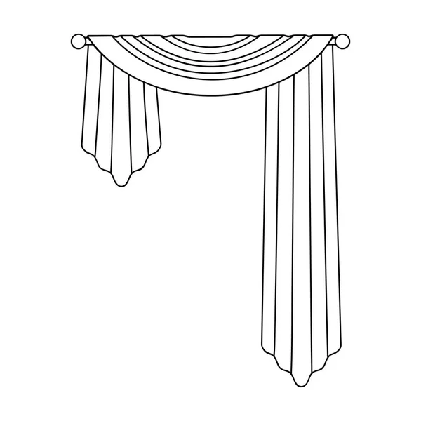 Cortinas com cortinas na cornice.Curtains ícone único no estilo esboço símbolo vetorial estoque ilustração web . — Vetor de Stock