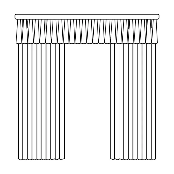 Занавески с драпировкой на cornice.Curtains одна иконка в стиле очертаний векторные символы фондовый иллюстрация веб . — стоковый вектор