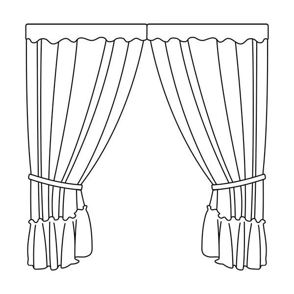 Cortinas com cortinas na cornice.Curtains ícone único no estilo esboço símbolo vetorial estoque ilustração web . — Vetor de Stock