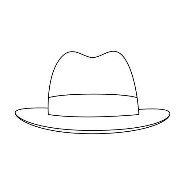 Hnědý klobouk s krempou. Čelenka vyšetřovatel pro krytí. Detektiv jednu ikonu osnovy styl vektor symbol akcií obrázku. — Stockový vektor
