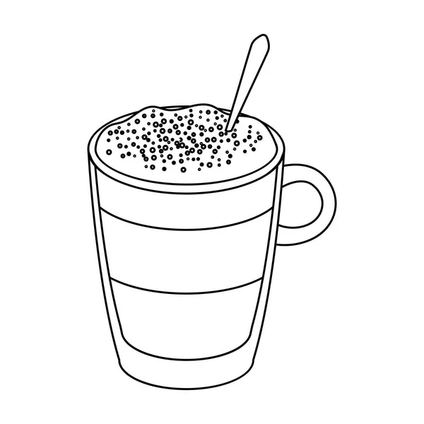 Egy csésze latte. Különböző típusú kávé egyetlen ikon-ban vázlat stílusú vektor szimbólum stock illusztráció web. — Stock Vector