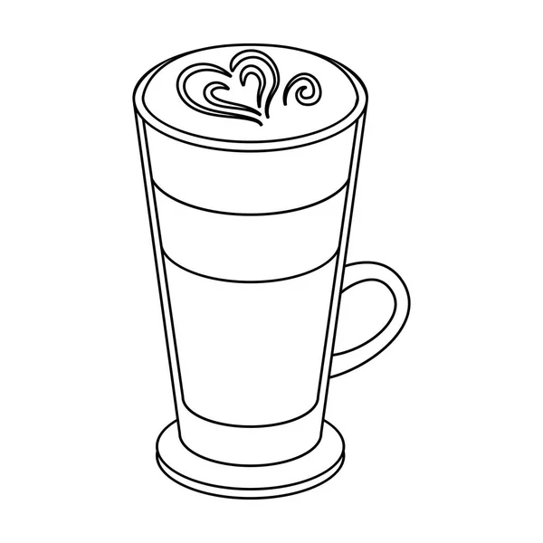 Tasse Kaffee Macchiato mit Schaum. verschiedene Arten von Kaffee einzigen Symbol in Umriss Stil Vektor Symbol Stock Illustration Web. — Stockvektor