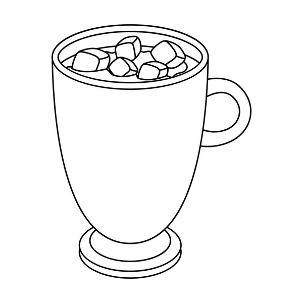 Ένα φλυτζάνι της καυτής σοκολάτας. Διαφορετικοί τύποι καφέ μόνο εικονίδιο στο περίγραμμα στυλ διάνυσμα σύμβολο απόθεμα ενδεικτικά web. — Διανυσματικό Αρχείο