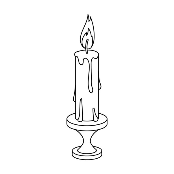 Burning candle from paraffin wax. Easter single icon in outline style vector symbol stock illustration. — Stock Vector