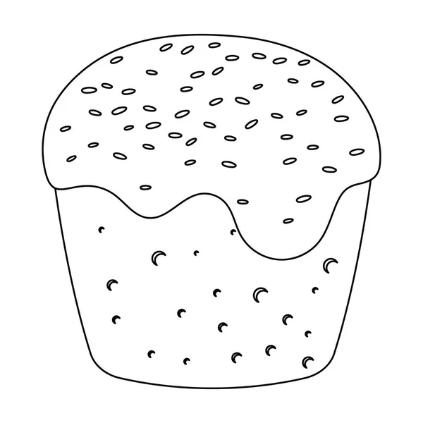 Gâteau au fondant blanc. Pâques icône unique dans le style contour vectoriel symbole illustration stock . — Image vectorielle