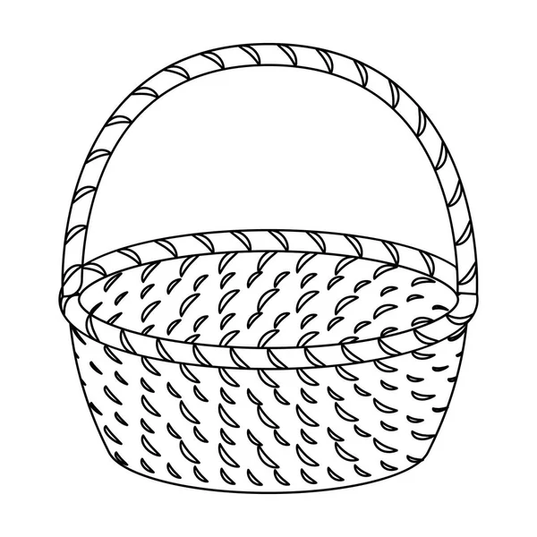 Плетеная корзина из веток. Иконка Пасхи в стиле наброска векторных символов . — стоковый вектор