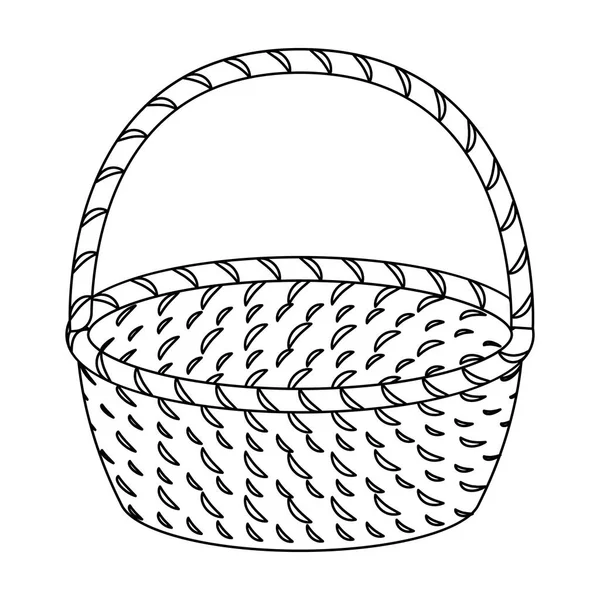 Weidenkorb aus Zweigen. Ostern einzelnes Symbol im Umriss Stil Vektor Symbol Stock Illustration. — Stockvektor