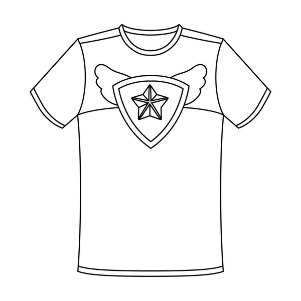 De ventilator van de T-shirt met print. Fans één pictogram in omtrek stijl vector symbool stock illustratie. — Stockvector