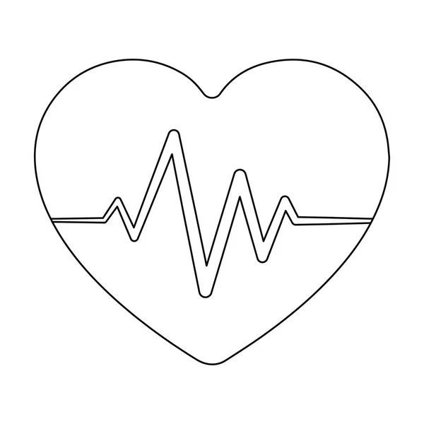 Červené srdce s tep. Srdeční frekvence sportovce. Tělocvičnu a cvičení jednoduchý ikona osnovy styl vektor symbol akcií obrázku. — Stockový vektor