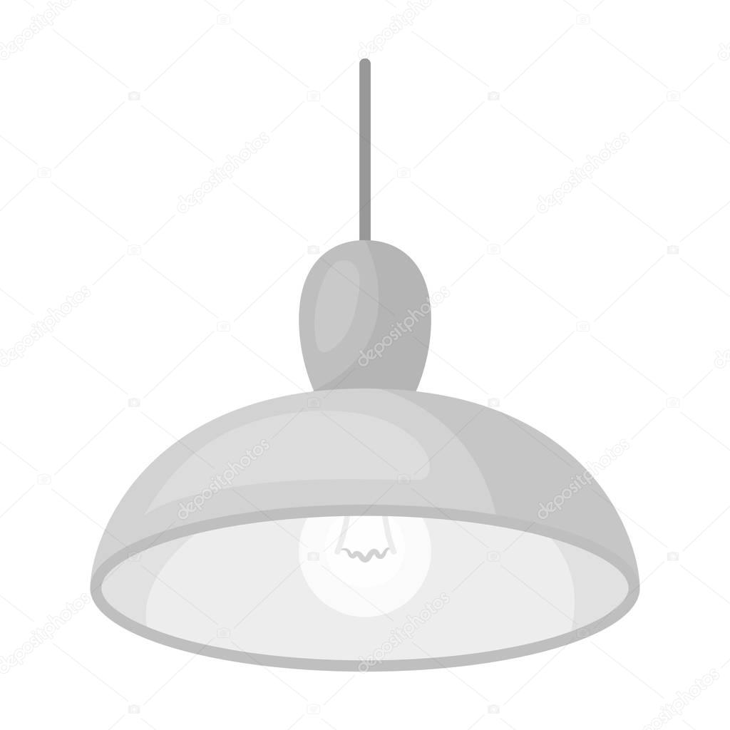 Chandelier with light bulb. The light in the bar. Pub single icon in monochrome style vector symbol stock web illustration.