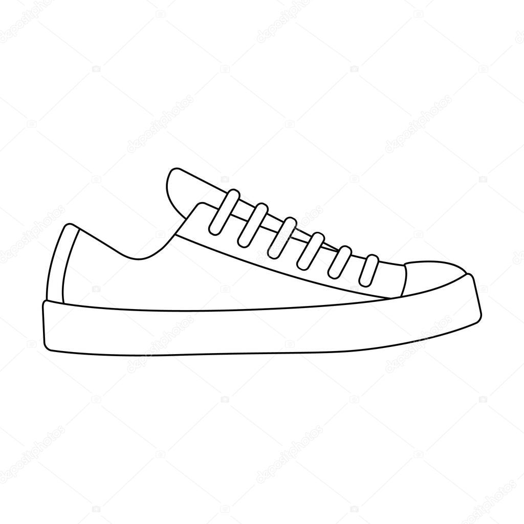 White sneakers unisex lace up. Shoes for sports and daily life.Different shoes single icon in outline style vector symbol stock web illustration.