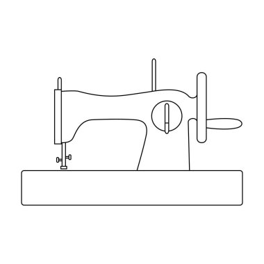 Hızlı dikiş makinesi. Anahat stili vektör simge stok çizimde tek simge dikiş veya terzilik araçları kit.