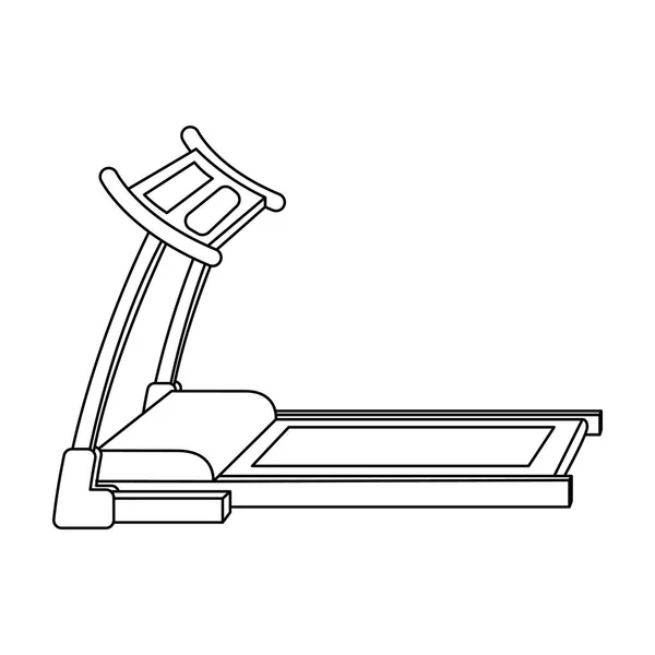 Koşu bandı. Spor eğitim için çalışan simülatörü. Spor ve egzersiz tek simge anahat stili vektör simge stok çizimde. — Stok Vektör