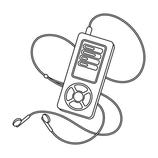 Lettore MP3 per ascoltare musica durante un workout.Gym e allenamento singola icona in stile contorno vettoriale simbolo stock illustrazione . — Vettoriale Stock