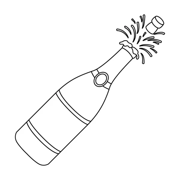 Una bottiglia di champagne con un tappo di sughero. Partito e feste singola icona in stile contorno vettore simbolo stock illustrazione . — Vettoriale Stock