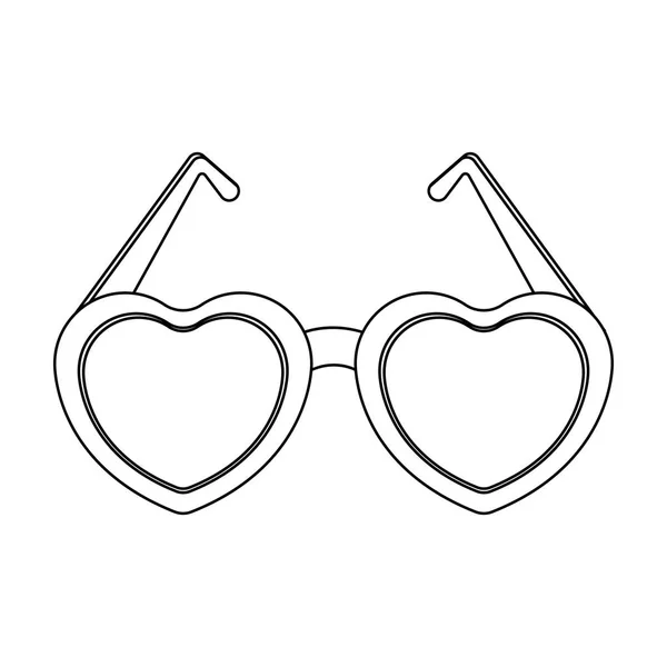 Brille in Form des Herz.Party und Parteien einzigen Symbols in Umriss Stil Vektor Symbol Stock Illustration. — Stockvektor