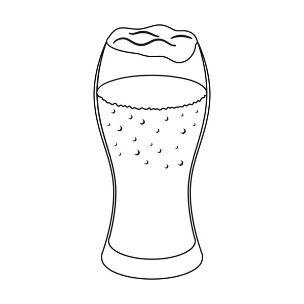 A glass of wheat beer with foam.Alcoholic beverage to relax. Pub single icon in outline style vector symbol stock illustration. — Stock Vector