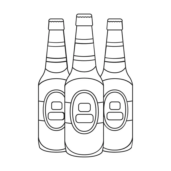 Szkło zielone butelki piwa. Napój alkoholowy pub. Pub pojedynczej ikony w zarys styl wektor symbol ilustracji. — Wektor stockowy