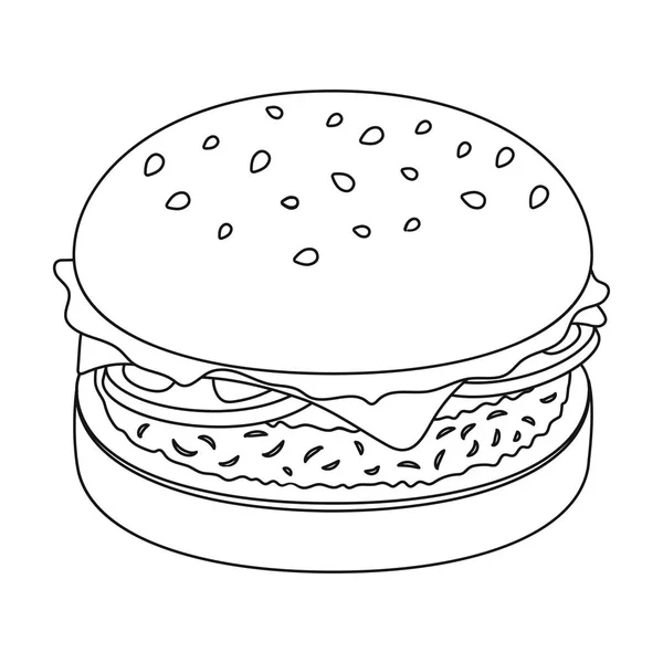 Burger mit Schnitzel und Slabom. Bar-Essen mit Bier. Pub einzelnes Symbol in Umriss Stil Vektor Symbol Stock Illustration. — Stockvektor