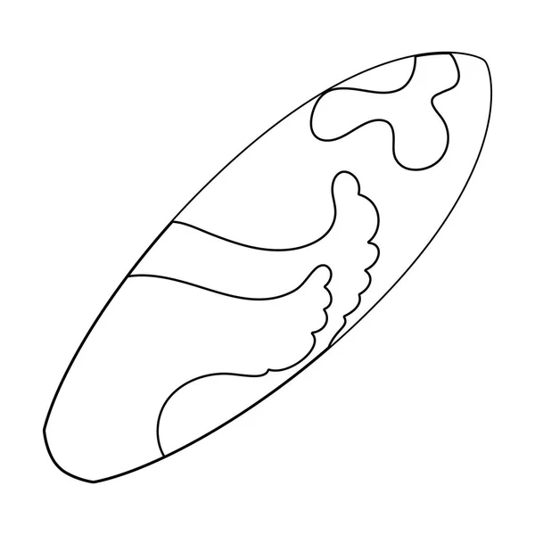 Une planche de surf. Pour surfer sur les vagues. Repos d'été icône unique dans le style contour vectoriel symbole illustration stock . — Image vectorielle