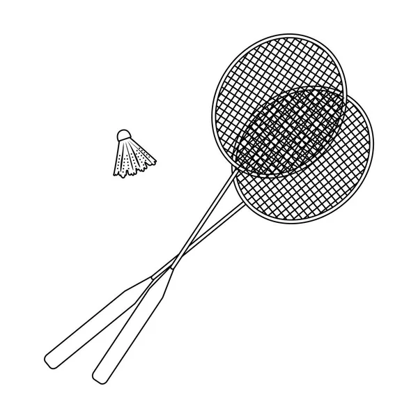 Rackets and a shuttlecock for badminton.Summer rest single icon in outline style vector symbol stock illustration. — Stock Vector