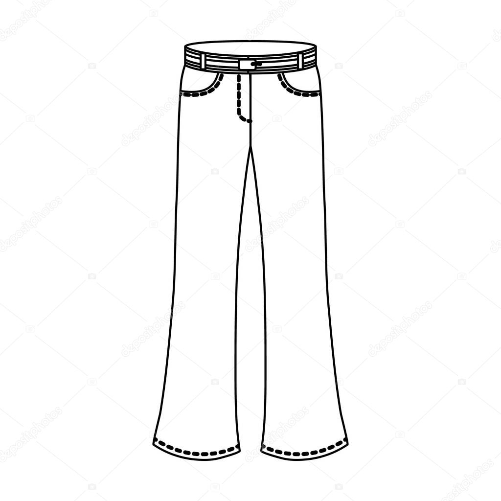 Blue jeans with a belt.Hippy single icon in outline style vector symbol stock illustration .
