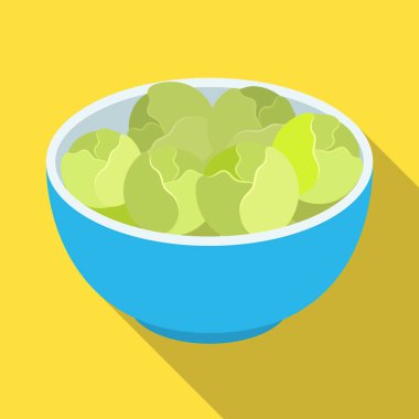 Bir tabak yeşil salata. Karanlık Belçika kurdu. Belçika tek simge düz stil vektör simge stok çizimde.