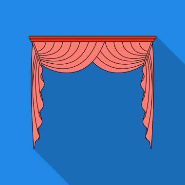 Perdeler perdelik korniş üzerinde. Düz stil vektör simge stok çizim web simgesinde perdeler tek.