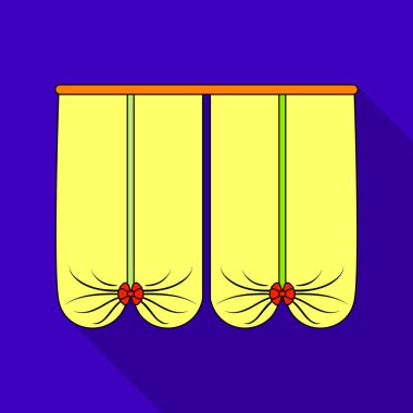 Perdeler perdelik korniş üzerinde. Düz stil vektör simge stok çizim web simgesinde perdeler tek.