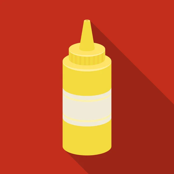 Botella con mustard.Burgers e ingredientes icono único en el estilo plano símbolo vectorial stock illustration . — Archivo Imágenes Vectoriales