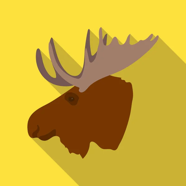 Hlava losa s rohy. Kanada jednu ikonu v ploché styl vektor symbol akcií ilustrace web. — Stockový vektor