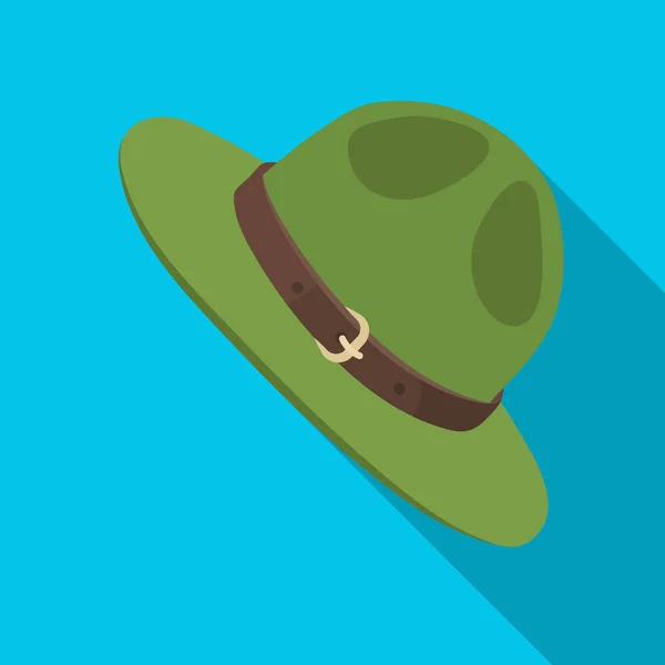 Zielony kapelusz kanadyjski Ranger. Kanada pojedynczej ikony w www ilustracji symbol wektor płaski. — Wektor stockowy