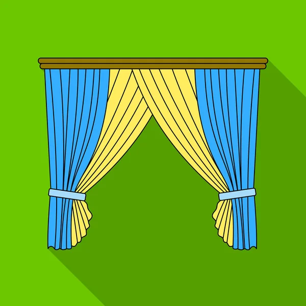 Rideaux avec draperie sur la corbeille.Rideaux icône unique dans le style plat vectoriel symbole illustration web . — Image vectorielle