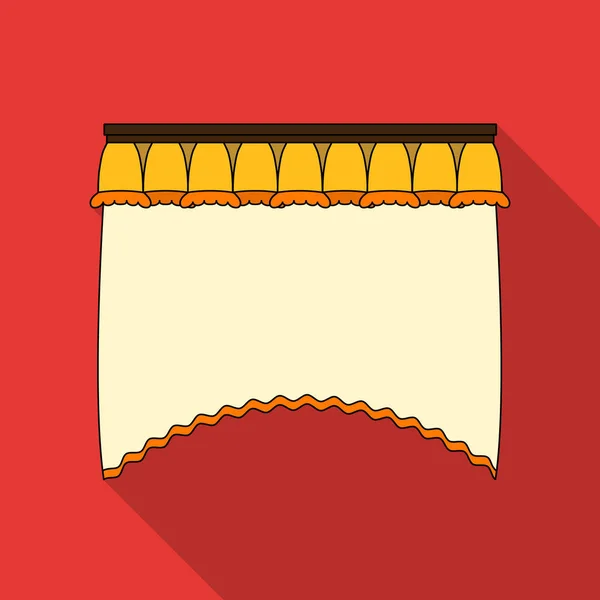 窗帘与檐口上的帷幔。窗帘单中平面样式矢量符号股票图 web 图标. — 图库矢量图片
