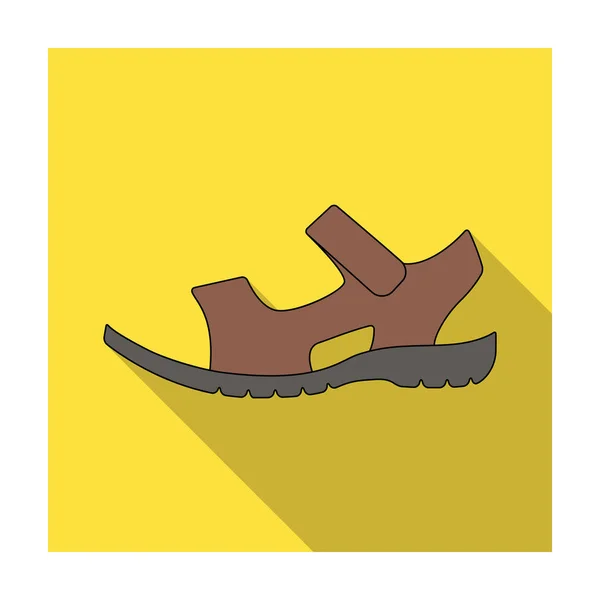 Män sommar brunt läder sandaler på en barfota. Olika skor enda ikonen i platt stil vektor symbol stock illustration. — Stock vektor