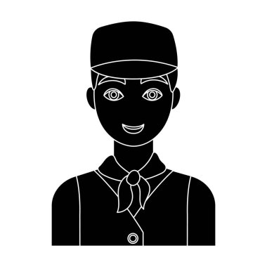 Bir kap ve yelek Belçika adam. Karanlık Belçika kurdu. Belçika tek simge siyah stil vektör simge stok çizimde.