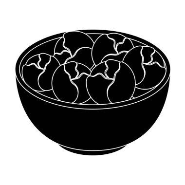 Bir tabak yeşil salata. Karanlık Belçika kurdu. Belçika tek simge siyah stil vektör simge stok çizimde.