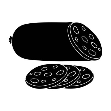 Sosis Sliced.Burgers ve malzemeler tek simge siyah stil vektör simge stok çizimde.