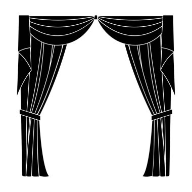 Perdeler perdelik korniş üzerinde. Blake stil vektör simge stok çizim web simgesinde perdeler tek.