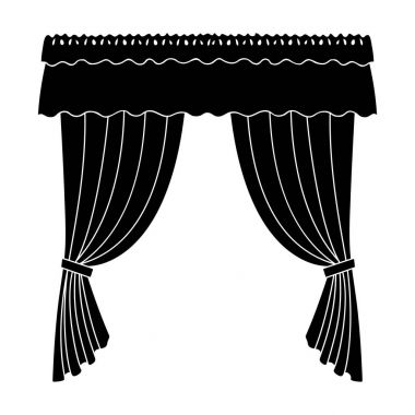 Perdeler perdelik korniş üzerinde. Blake stil vektör simge stok çizim web simgesinde perdeler tek.