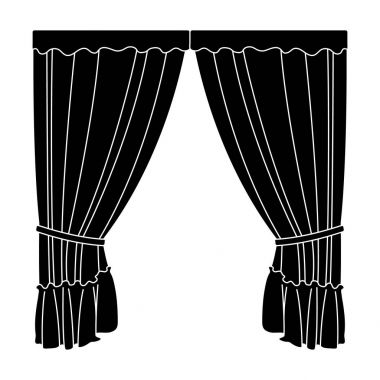 Perdeler perdelik korniş üzerinde. Blake stil vektör simge stok çizim web simgesinde perdeler tek.
