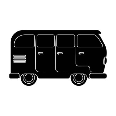 Yeşil otobüs. Hippi tek simge siyah stil vektör simge stok çizim web içinde.