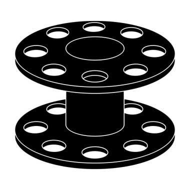 Metal reel konu için. Tek simge siyah stil vektör simge stok çizimde dikiş veya terzilik araçları kit.