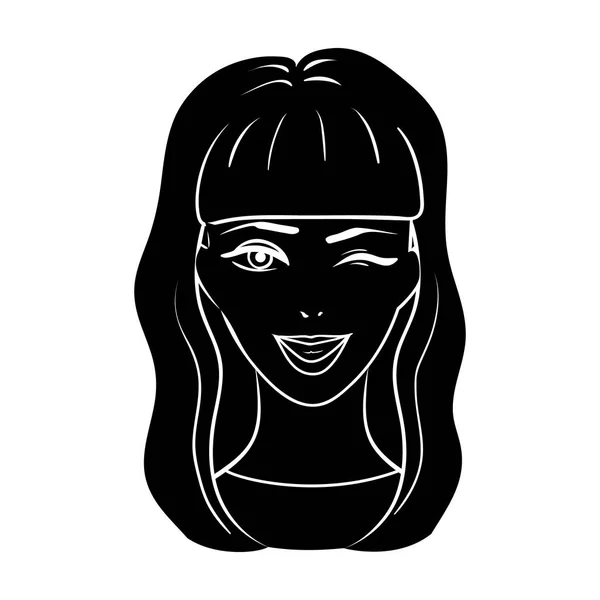 Avatar girl with long dark hair.Avatar and face single icon in black style vector symbol stock illustration. — Stock Vector